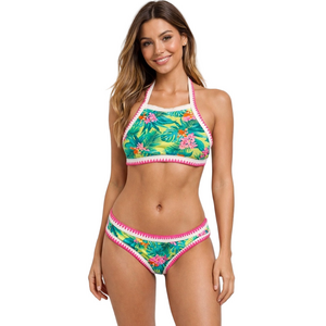 Betsey Johnson Tropical Floral Halter Bikini Size L